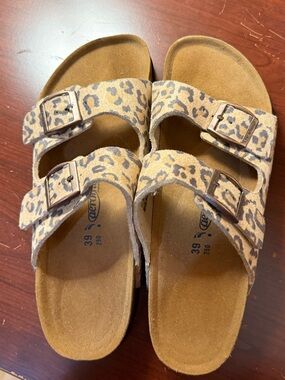 Aerothothics Leopard Print Double Strap Sandals  sz 39